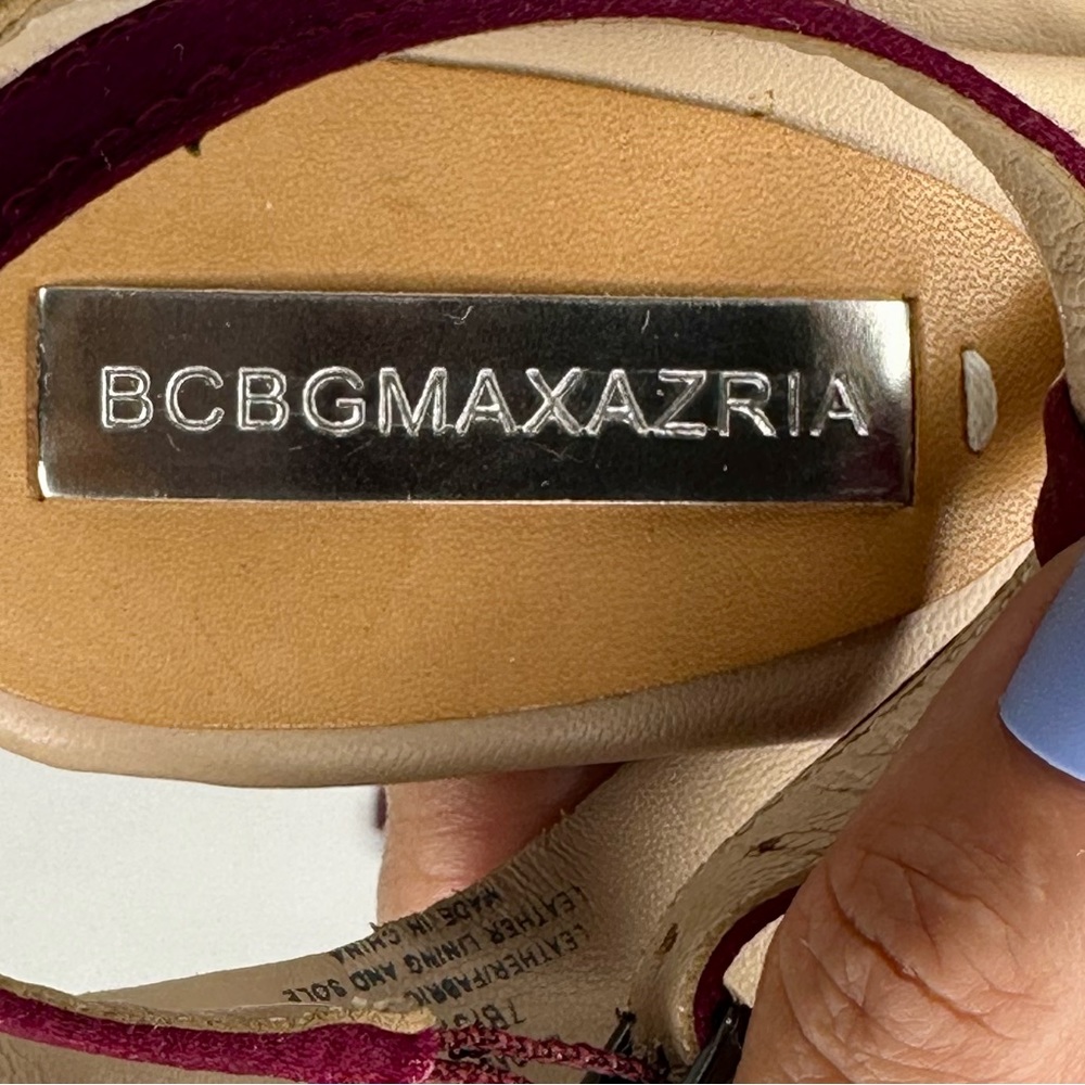 BCBGMAXAZRIA Ma-Danya Leather Angle Strap Slingback Heels Size 7B/37 - Picture 8 of 16